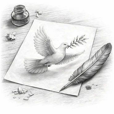 Kép egy galambról, melyet tollal rajzoltak - ceruzarajz
