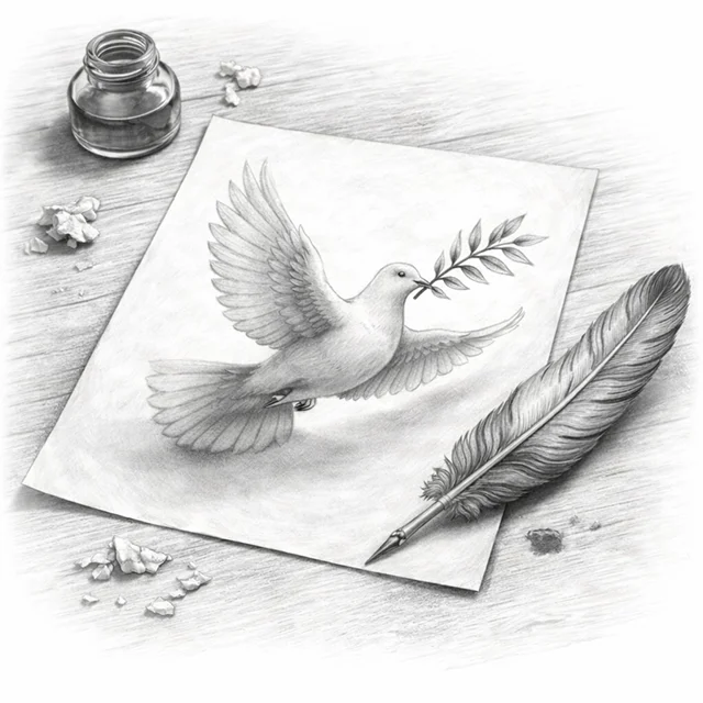 Kép egy galambról, melyet tollal rajzoltak - ceruzarajz